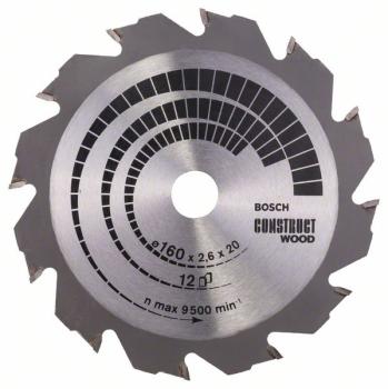 Bosch Kreissägeblatt Construct Wood, 160 x 20/16 x 2,6 mm, 12Z - 2608640630