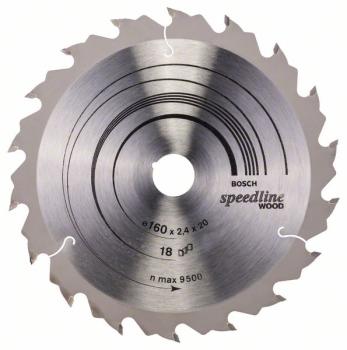 Bosch Kreissägeblatt Speedline Wood, 160 x 20 x 2,4 mm, 18Z - 2608640787