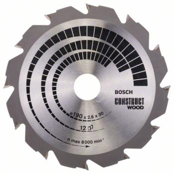 Bosch Kreissägeblatt Construct Wood, 190 x 30 x 2,6 mm, 12Z, 2608640633