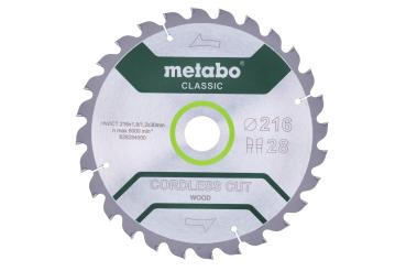 Metabo Sägeblatt "cordless cut wood - classic", 216x30 Z28 WZ 5° - 628284000