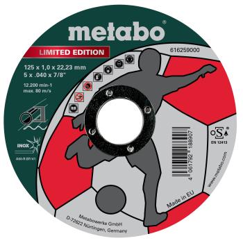 Metabo Metalltrennscheibe 125 x 1,0 x 22,23 mm, Inox, Trennscheibe, gerade Ausführung Limited Edition Soccer 10 Stück 616259000