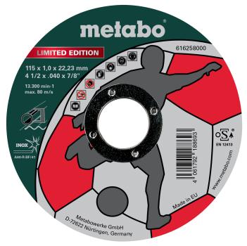 Metabo Metalltrennscheibe 115 x 1,0 x 22,23 mm, Inox, Trennscheibe, gerade Ausführung Limited Edition Soccer 10 Stück 616258000