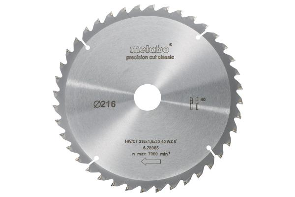 Metabo Kreissägeblatt Cordless Cut Wood HW/CT 216x30, 40 WZ 5° 628065000