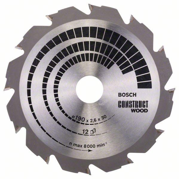 Bosch Kreissägeblatt Construct Wood, 190 x 30 x 2,6 mm, 12Z, 2608640633