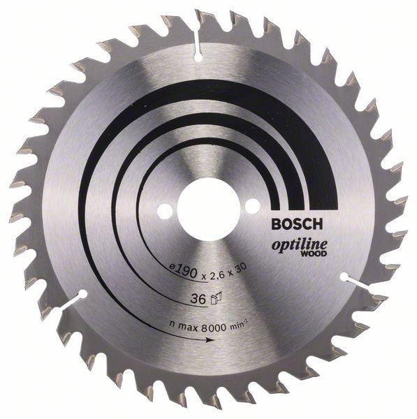 Bosch Kreissägeblatt Optiline Wood für Handkreissägen, 190 x 30 x 2,6 mm, 36 - 2608640616