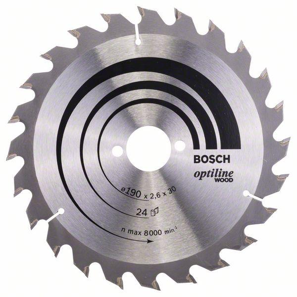 Bosch Kreissägeblatt Optiline Wood für Handkreissägen, 190 x 30 x 2,6 mm, 24Z - 2608640615