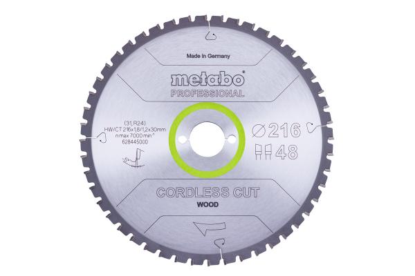 Metabo Sägeblatt cordless cut wood - professional, 216x30 Z28 WZ 5°neg 628444000