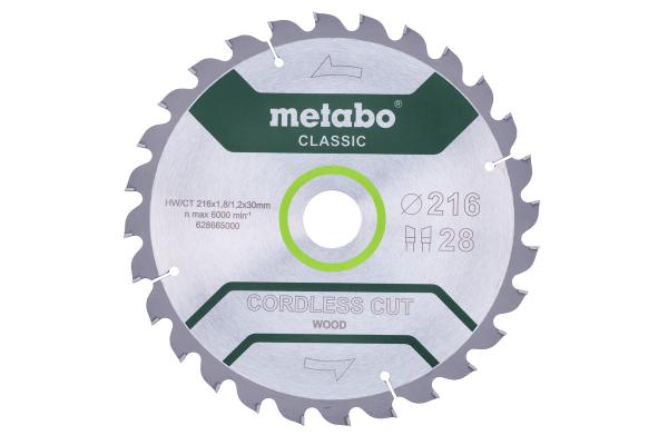 Metabo Sägeblatt cordless cut wood - classic, 216x30 Z28 WZ 5° (628665000)