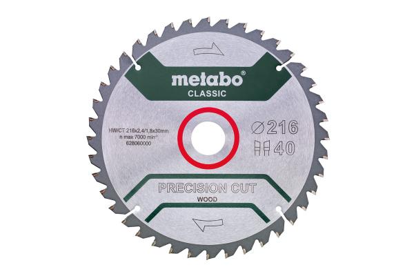 Metabo Sägeblatt precision cut wood - classic 216x30 Z40 WZ 5°neg. 628060000