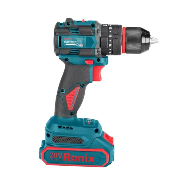 Ronix Bürstenloser Akku-Schlagbohrschrauber 8670 13 mm 20 V 60 Nm kompatibel mit Makita Akkupack