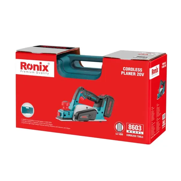 Ronix 20V Akku Hobel 15000U/min 1x4,0 Ah Akkupack 8603 kompatibel mit Makita Akkus